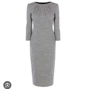 Karen Millen Gray Wool Tailored Midi Dress